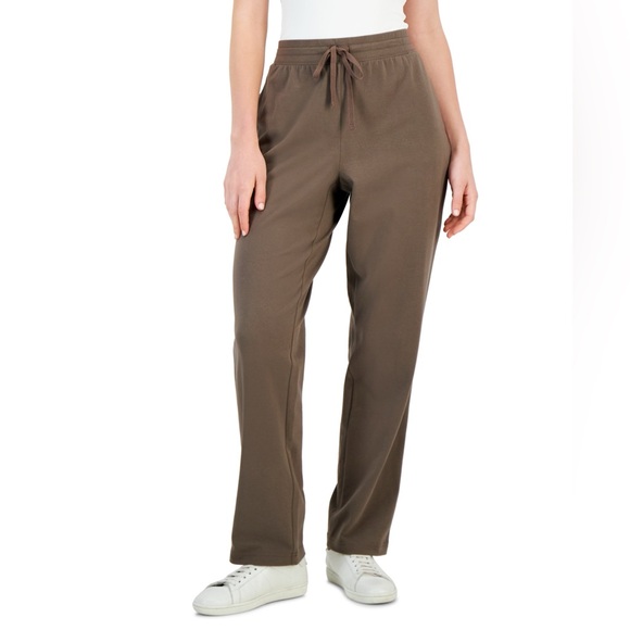 Karen Scott Pants - Karen Scott Brown Straight Leg Pants